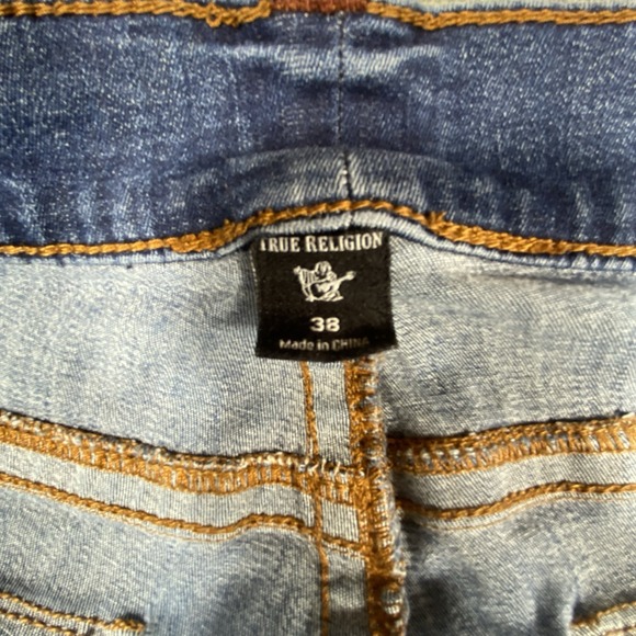 VTG True Religion Y2K Embroidered Men's Jeans 38x32 Flap Pocket Straight Cowboy - Picture 6 of 16